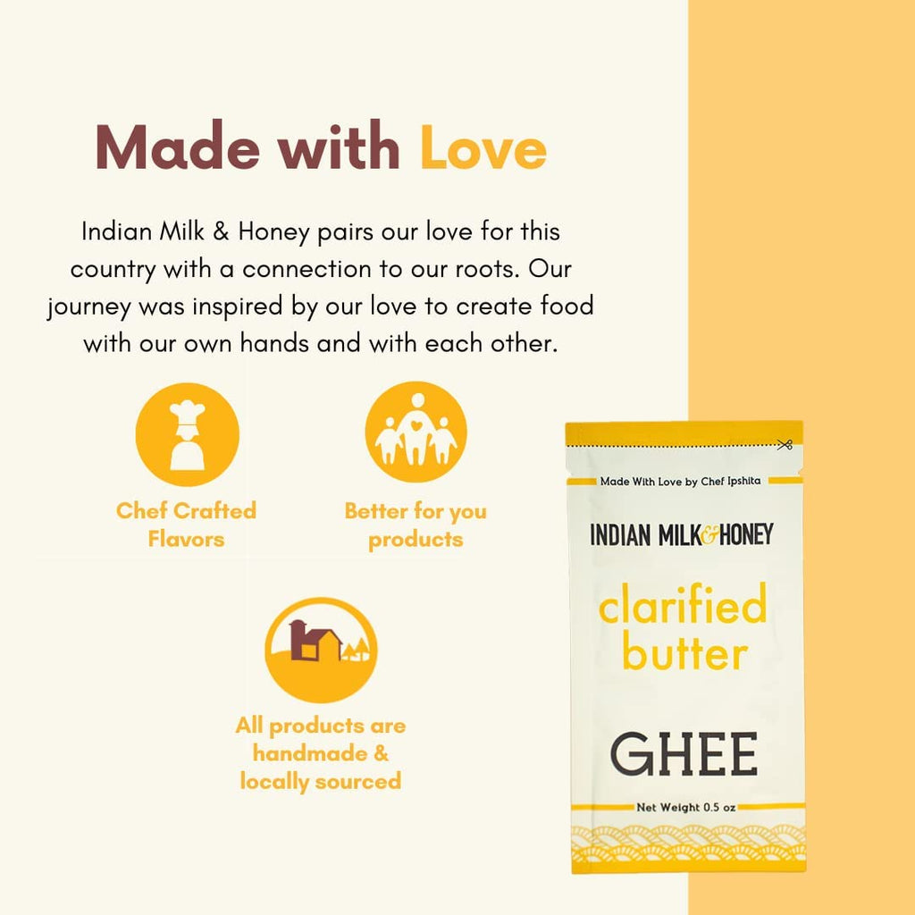 Indian Milk & Honey Original Grass Fed Classic Ghee Butter in Portable Packages, 0.5 oz (Classic Original Pack - 10)