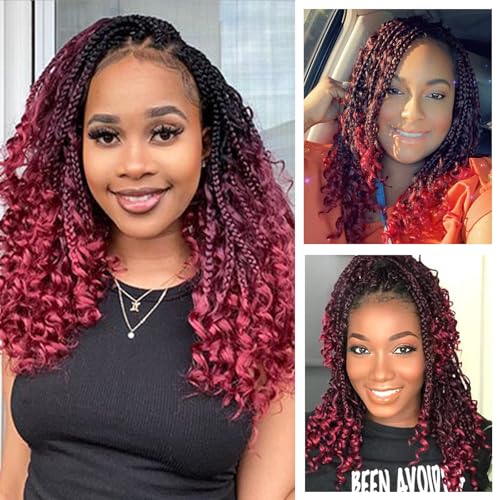 8 Packs Crochet Box Braids-20 Inch Boho Box Braids Crochet Braids Hair Bohomian Box Braid Crochet Hair Goddess Box Braids Crochet Hair for Black Women(1B/Bug)