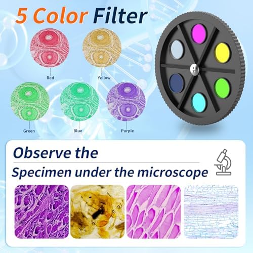 Microscope for Adults & Kids, 40X-2500X High-Power Compound Microscope for Students, School Lab & Home Schooling,Features Prepared Slides Set & Phone Adapter