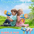 BOMOCO Bubble Gun, 125 Holes Bubble Machine Bubbles for Kids Age 3-12, Bubble Blaster Gun with Bubble Solution Summer Outdoor Bubble Toys Birthday Wedding Party Favors Bubble Maker Blower,Blue