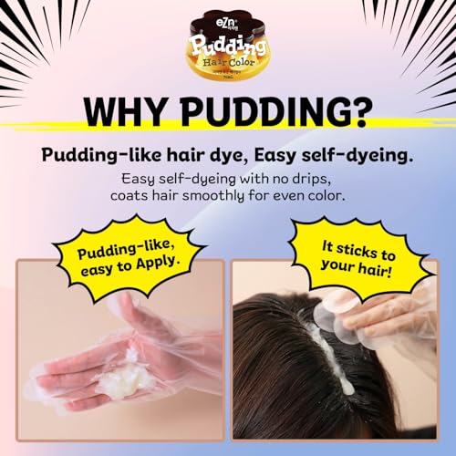 eZn Pudding Hair Dye Ammonia Free Semi-Permanent Self Hair Dye DIY Kit included contain Keratin Made in Korea Beauty (Ash Beige)