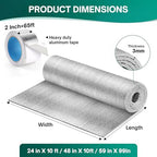 Window Insulation for Summer Heat, Reflective Insulation Roll 48 in X 10 Feet, Double-Sided Aluminum Foam Core Radiant Barrier Kit with Tape for RV Windows Garage Door