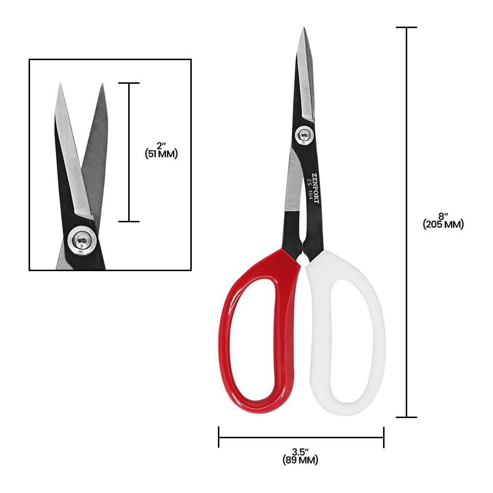 Zenport ZS104 Deluxe Scissors, 8 inches long, Horticulture & Craft Scissors with Durable Carbon Steel Blades, Precision Cutting of Plants, Garden, Fruit, and Craft Materials
