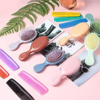 ANSLCA Bulk Mini Brush Set - 28 Pack: 14 Travel Mini Brushes + 14 Wide Detangling Mini Combs for Wet/Dry Hair (Stylish Colorful)