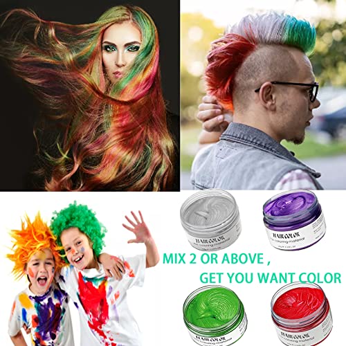 Green Puprle Red Gray Temporary Hair Color,Natural Hair Color Wax,Hair Wax Color Spray 4.23 Ounces,Hair Wax Dye for Christmas Parties,Role Playing and Halloween. (Green Puprle Red Gray)