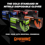 GLOVEWORKS HD Orange Nitrile Gloves, 8 mil Nitrile Disposable Gloves with Raised Diamond Texture, Mechanic Gloves Disposable