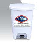 Glad 13 Gallon Trash Can with Clorox Odor Protection, 2 Pack | Plastic Kitchen Waste Bin | Hands Free with Step On Foot Pedal and Garbage Bag Rings, White