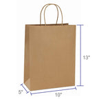 BagDream Kraft Paper Bags with Handles 10x5x13 Inch Brown 100 Pack Bulk