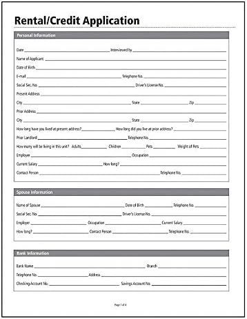 Adams Rental and Credit Application Form, 8.5 x 11 Inch, White (LF305)