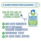 Quick Shine Multi Surface Floor Cleaner 64oz, Ready to Use-Streak Free-No Rinse, Use on Hardwood, Laminate, Luxury Vinyl Plank & Stone, Use in Spray Mops & Vac Mops, Safer Choice Cleaner