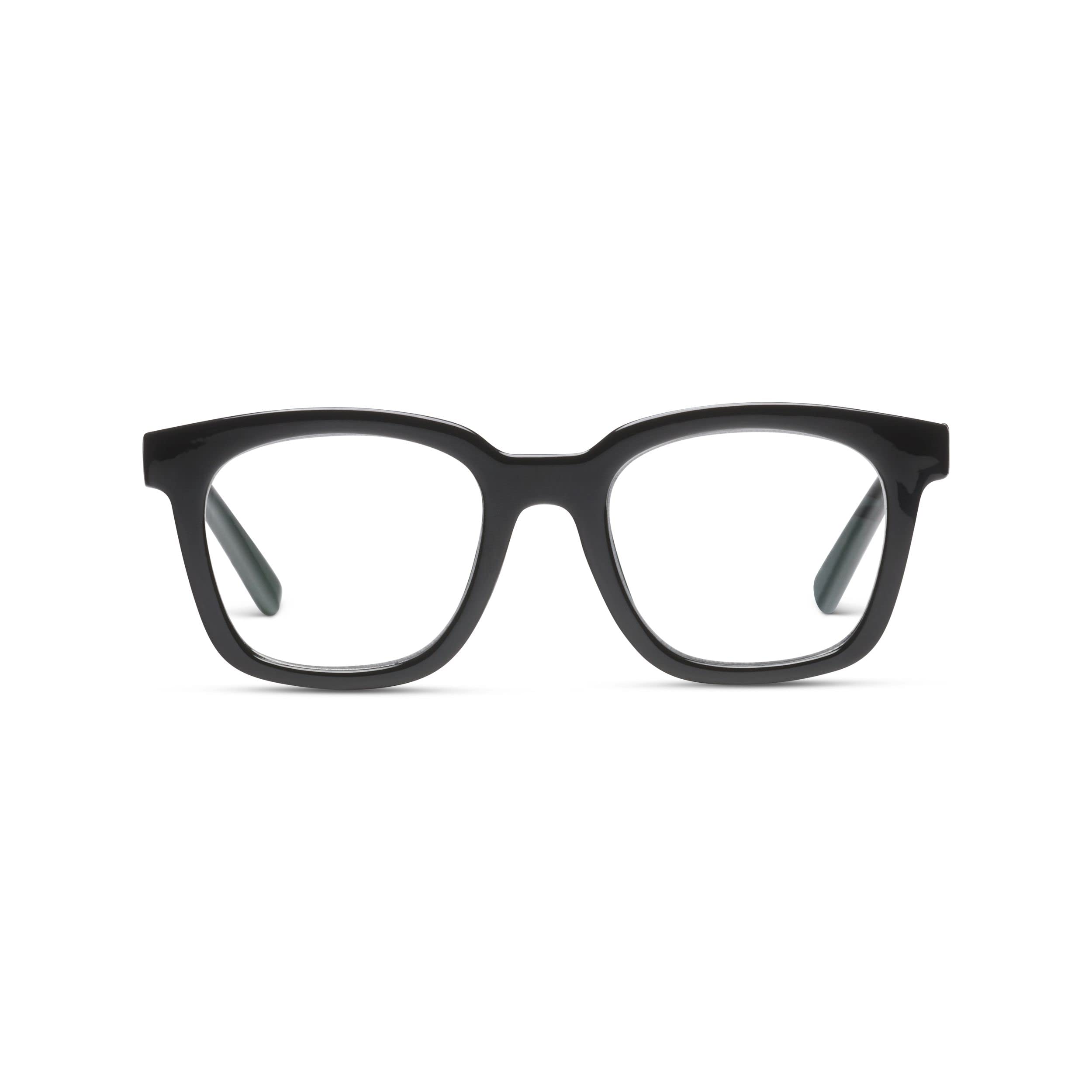 Peepers by PeeperSpecs Women's to The Max Square Blue Light Blocking Reading Glasses, Black, 49 + 1.5