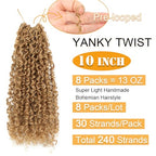 Aksice 10 Inch 8 Packs Yanky Twist Crochet Hair for Women Pre-looped Mini Twist Hair Bohemian Passion Twist Crochet Hair Boho Crochet Braids Synthetic (27#)