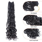 ToyoTress Boho Island Twist Crochet Hair - 18 Inch 8 Packs Short Bob Natural Black Boho Havana Twist Crochet Braids Synthetic Braiding Hair (18 Inch,1B-8P)
