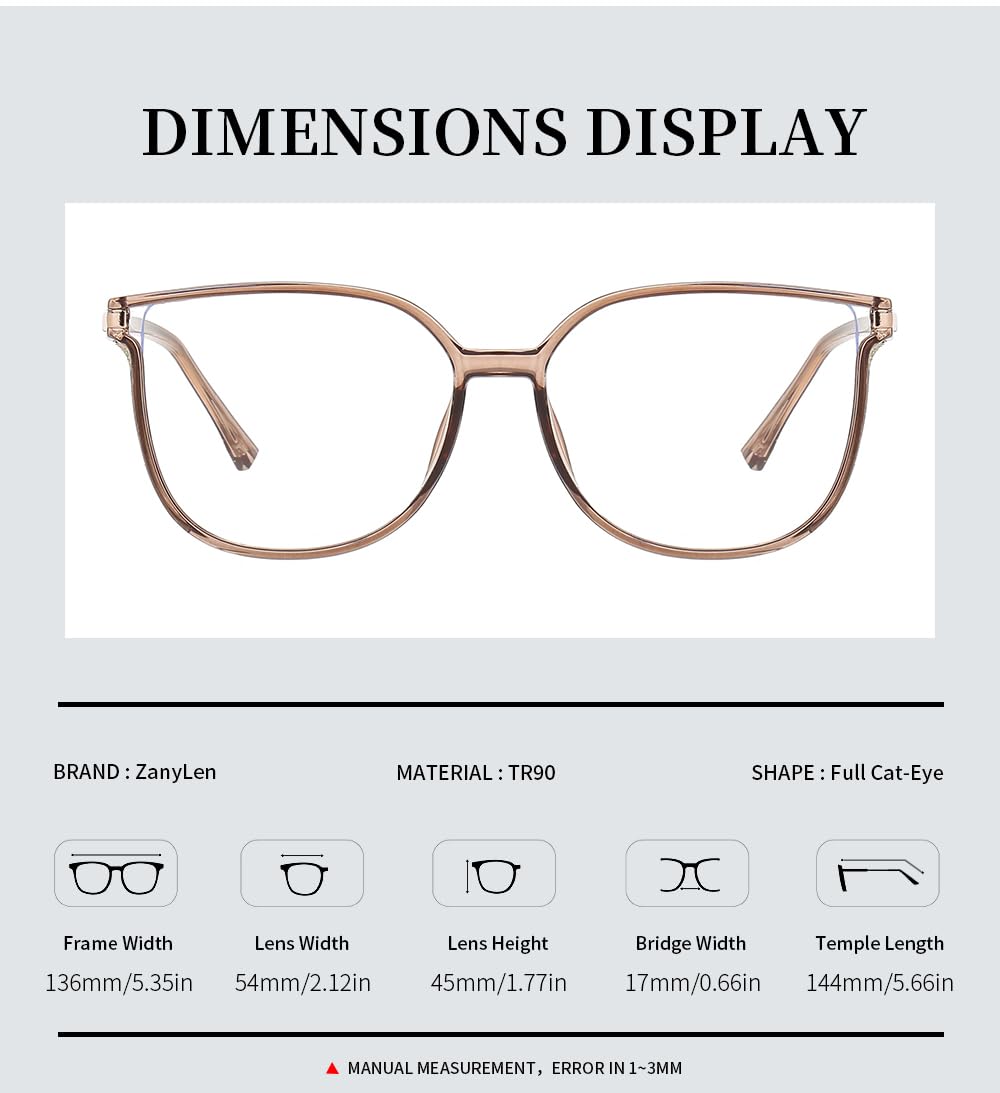 ZanyLen Medium Blue Light Glasses For Woman Computer/Game/TV/Mobile Phone Glasses Blue Light Blocking Glasses Fashion Women Eyeglasses(Champagne)