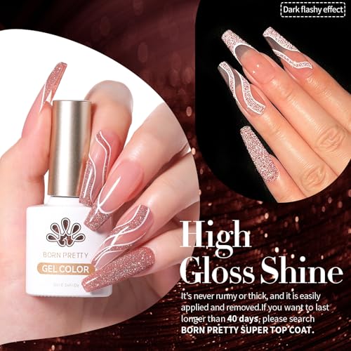Born Pretty Reflective Red Glitter Gel Polish Christmas Glitter Gel Polish Sparkly Shiny Disco DJ LED Nail Polish Varnish Silver Red Black Colors Collection 6PCS 7ML