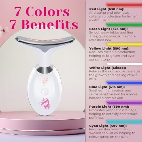 Red Light Therapy for Face, Facial Massager, Double Chin Reducer, Skin Tightening & Anti-Aging Face Lift Device, True Beauty Glow Facial Massager, 7-in-1 LED Facial Sculptor