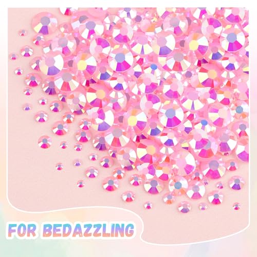25000Pcs Resin Rhinestones with B7000 Jewelry Glue for Crafting, Light Pink AB 2-6mm Non Hotfix Flatback Gems, Bedazzling Crystal for DIY Crafts Clothing Tumblers Mugs Shoes Fabric Decor Nail Art