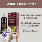 Hair Dye Shampoo for Gray Hair – 3-in-1 Natural Color, Shampoo & Conditioner – Ammonia-Free, Long-Lasting – 500ml – Quick & Easy Coverage for Men & Women (Wine Red)