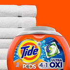 Tide PODS Liquid Laundry Detergent Soap Pacs, 4-in-1 Ultra Oxi, HE Compatible, 3 Bag Value Pack, 75 Count
