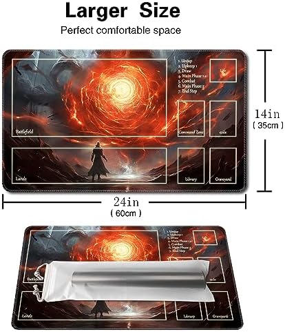 MTG Playmat Size 24x14in Free Storage Bags Non-Slip Backing Printing, Ideal for Card Game Enthusiasts TCG Playmat (with Zone,Powerful Energy)