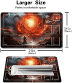 MTG Playmat Size 24x14in Free Storage Bags Non-Slip Backing Printing, Ideal for Card Game Enthusiasts TCG Playmat (with Zone,Powerful Energy)