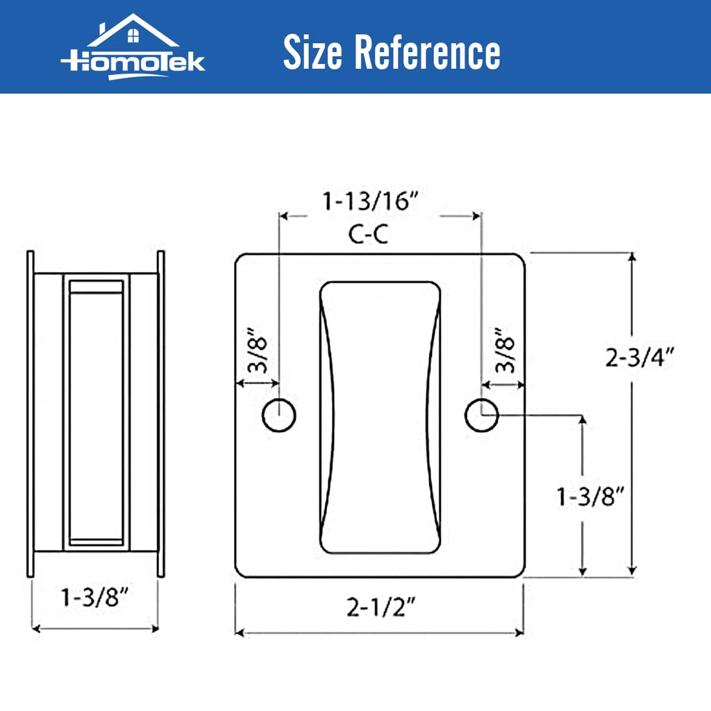 HOMOTEK 4 Pack Privacy Pocket Door Pull Without Switch Plate - Replace Old Or Damaged Passage Sliding Door Pull No Lock Quickly and Easily, 2-3/4”x2-1/2”, for 1-3/8” Thickness Door, Brushed Nickel
