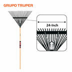 Truper TruPro Steel Leaf Rake, 24-Inch Head, 54-Inch Wood Handle - Garden Rakes Metal Heavy Duty - Yard Rakes - Lawn Rake for Leaves and Grass (Model EMX-24 / 30480)