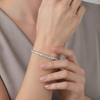 Gemsme 18K White Gold Plated 3.0mm Cubic Zirconia Classic Tennis Bracelet 6.5 Inch