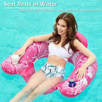 Jasonwell Inflatable Pool Float Chair - Pool Floaties Floating Pool Chair Lounge Floats for Swimming Pool Water Chair Pool Lounger with Cup Holder Pool Toy Party Floaty Adults