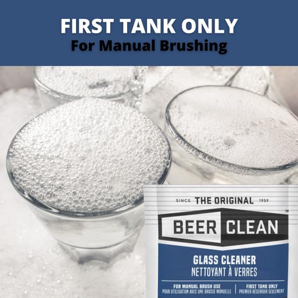 BEER CLEAN Diversey Bar Glass Cleaner, 0.5 oz Packets (100-Pack) – Concentrated Powdered Compound for Hot/Cold Water, Odorless Detergent, No Residue, Use for Manual Brush 3-Sink Systems, 990221