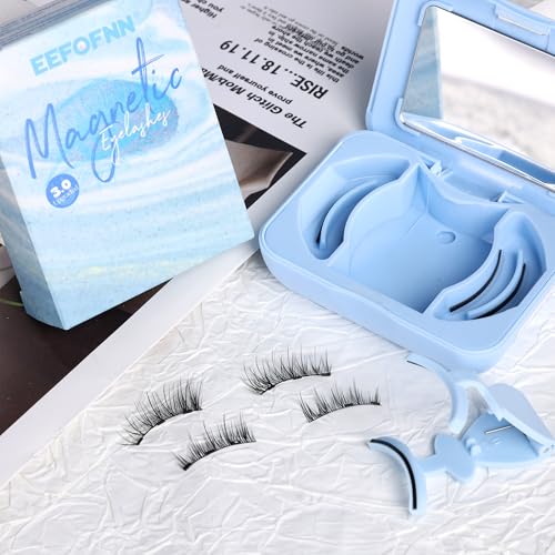 Magnetic Eyelashes Half Lashes Magnetic Eyelashes with Applicator Cat Eye Magnetic Lashes Wispy Magnetic Eyelashes Natural Look No Glue Needed False Eyelashes Magnetic Lashes with Clamp by Eefofnn