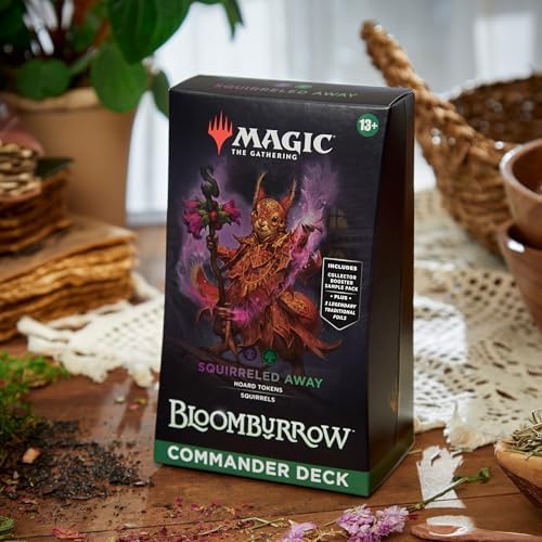 Magic: The Gathering Bloomburrow Commander Deck - Squirreled Away (100-Card Deck, 2-Card Collector Booster Sample Pack + Accessories)