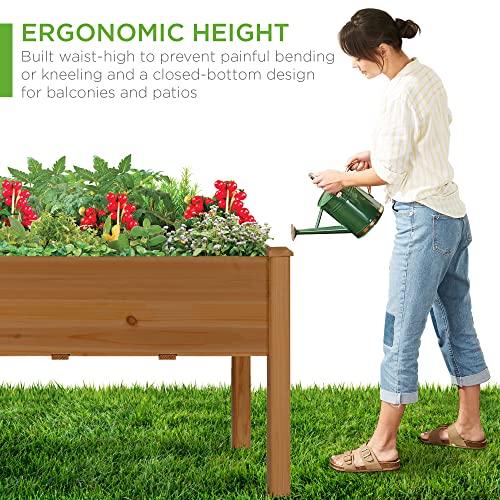 Best Choice Products 48x24x30in Raised Garden Bed, Elevated Wood Planter Box Stand for Backyard, Patio, Balcony w/Bed Liner, 200lb Capacity - Acorn Brown