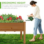 Best Choice Products 48x24x30in Raised Garden Bed, Elevated Wood Planter Box Stand for Backyard, Patio, Balcony w/Bed Liner, 200lb Capacity - Acorn Brown