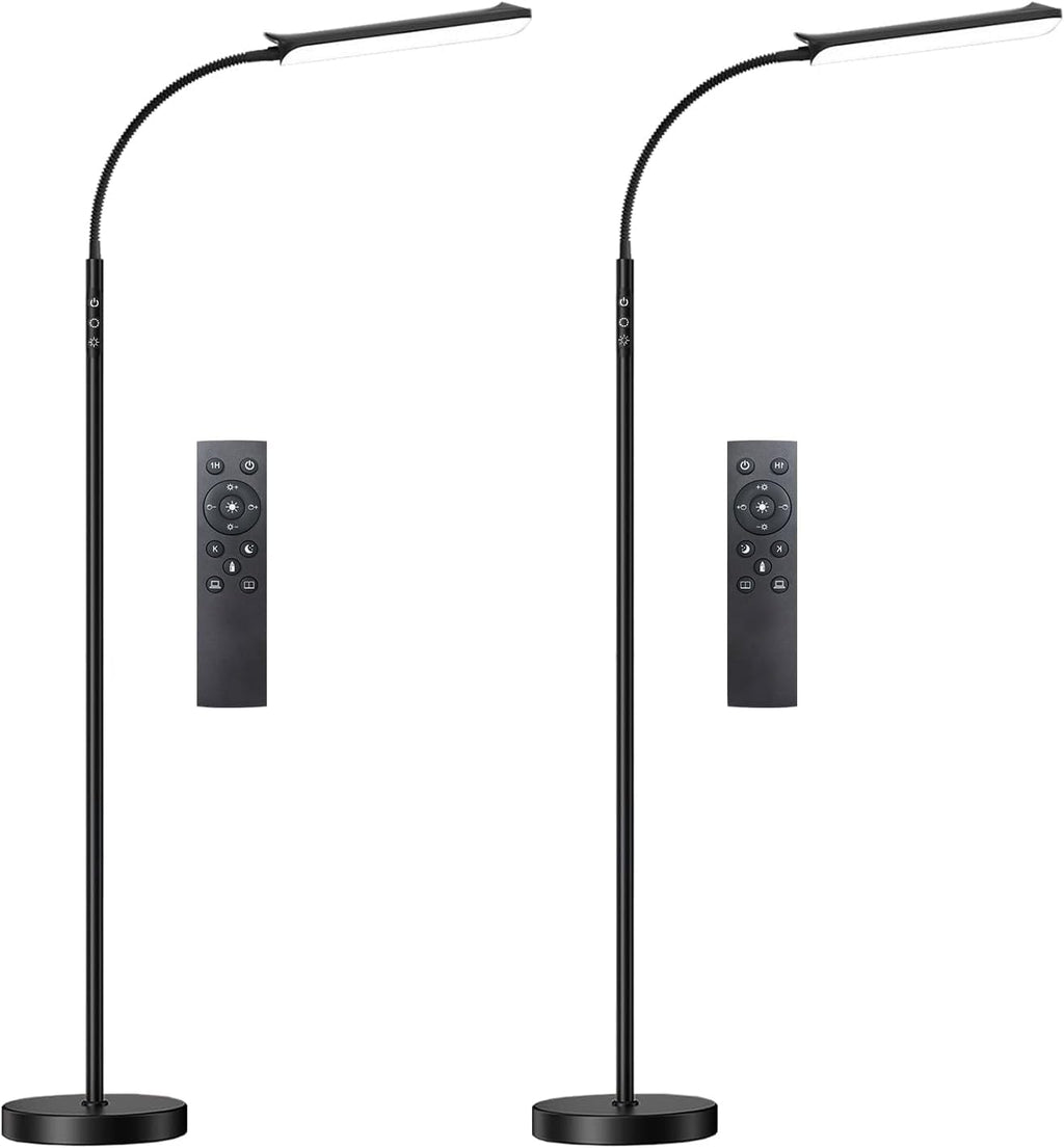 Yikuneng Dimmable LED Floor Lamp, Super Bright Reading Lamps Floor Standing lamp with Remote & Touch Control, Stepless Dimming & 2700K-6500K Color Temperature, for Living Room Bedroom Office, 2 Pack