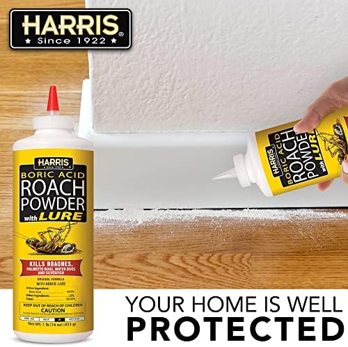 HARRIS Boric Acid Roach and Silverfish Killer Powder w/Lure for Insects (16oz)