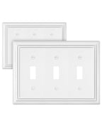ZILLSEA Metal Wall Plates, Decorative Switch Plates and Outlet Covers (Pure White/3 Toggle 2 Pack)