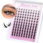 Fairy Lash Clusters Natural Look Manga Eyelash Clusters Wispy D Curl Cluster Eyelash Extensions 110 Pcs 8-16MM Wispy Individual Lashes Wet-Look Lash Extension with Invisible Lash Band