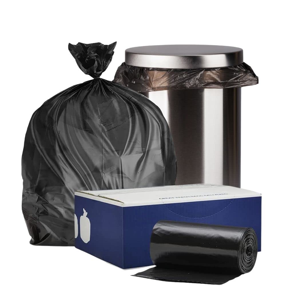 Plasticplace 12-16 Gallon Trash Count │ 0.8 Mil │ Black Garbage Can Liners │ 24" x 32" (500 Case), 24x32 Inch (Pack of 500)
