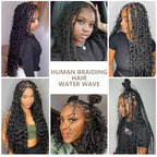 Human Braiding Hair 110g Water Wave Bulk Human Hair for Braiding 2 Bundles/Pack 14 Inch Wet and Wavy Boho Knotless Braids No Weft Brazilian Virgin Curly Extensions Black