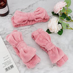 Ondder Spa Headband for Washing Face 8 Pack Dark Pink Skincare Headbands for Women Girls Terry Cloth Cute Bow Head Bands