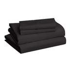 Amazon Basics Lightweight Super Soft Easy Care Breathable Microfiber 4 Piece Cozy Comfortable Bed Sheet Set, Wrinkle Resistant with 14-Inch Deep Pockets, Queen, Black, Solid