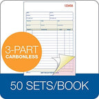 Adams Carbonless Order Book, 5.56 x 8.44 Inch, 3-Part, Carbonless, 50 Sets, White, Canary, Pink (TC5803)