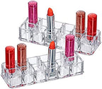 Amazing Abby - Charm - 2-Pack 12-Slot Acrylic Lipstick Organizer, Lipstick Holder, Lip Gloss Holder, Cosmetic Storage Display, Perfect Storage Solution for Drawer and Vanity (Slot Size: 0.9" x 0.9")