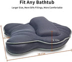 Extra Thick Large Bath Pillow with Neck,Back,Head Support for Bathtub, Spa, Soaking Gray(19''x15'')