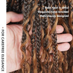 Toyotress Boho Box Braids With Human Hair Curls - 20 Inch 2 Packs (24 Strands) Handmade Pre-Looped Crochet Human Hair Boho Box Braids, Ombre Brown CrochetBraids Braiding Hair (20 Inch, T30-2P)