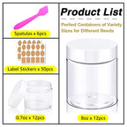 AMORIX 8oz Slime Containers with Lids 8 oz Plastic Containers Jars with White Lids + 20g Sample Containers (Set of 24) Airtight Container for Lip Scrub, Body Butters, Cream, Slime, Craft Storage