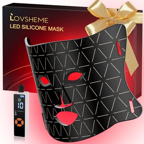 Red Light Therapy for Face, LED Face Mask Light Therapy, Red Light Therapy Mask for Wrinkles, Acne, Skin Rejuvenation, 300 LEDs, 3 Modes, 10-Min Auto Off, Eye Protection Included