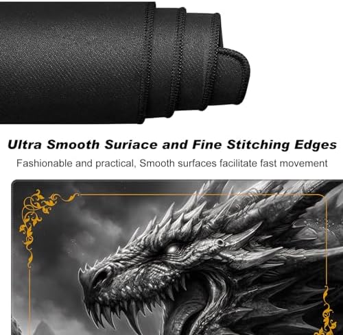 DEGDFSGR MTG Playmat 27.5" x 15.74" Cool Dark Dragon Non-Slip Rubber Base Commander Playmat for Magic The Gathering, TCG, YGO, CCG, RPG, PKM
