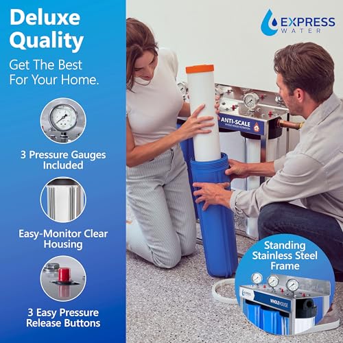 Whole Home Water Filter System| ANTI-SCALE | 3 Stage Water Purifier Whole Home, Top-Tier Anti-Scale Filter Specially Designed to Prevent Scale Build-Up, Protects Appliances, No More Descaler Solution